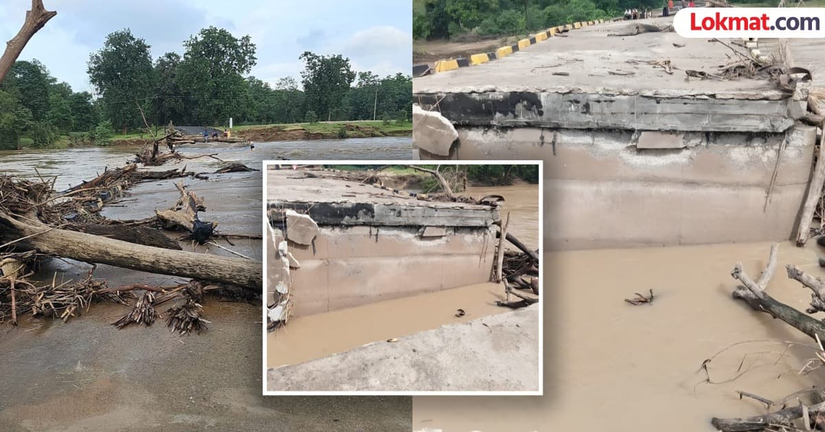 Bridge Collapse in Gadchiroli:गडचिरोलीतील ४ कोटींचा पूल अवघ्या तीन वर्षांत खचला